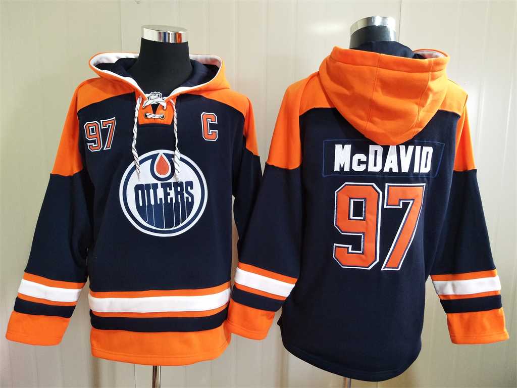 Edmonton Oilers 97 Connor Mcdavid Navy Blue All Stitched Pullover Hoodie,We sell and wholesale Edmonton Oilers 97 Connor Mcdavid Navy Blue All Stitched Pullover Hoodie on line form chian!